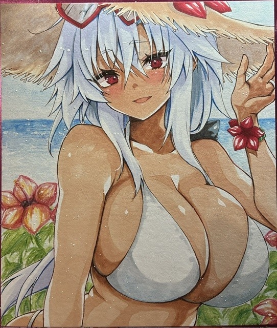 水着武蔵しゃん中色紙