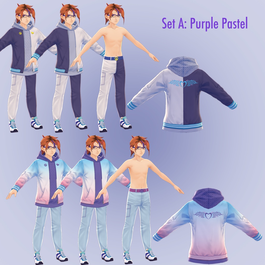 【VRoid用】仗助キャラーコーデ Josuke Character Styling ボンバージャケット Bomber Jacket & Hoodie