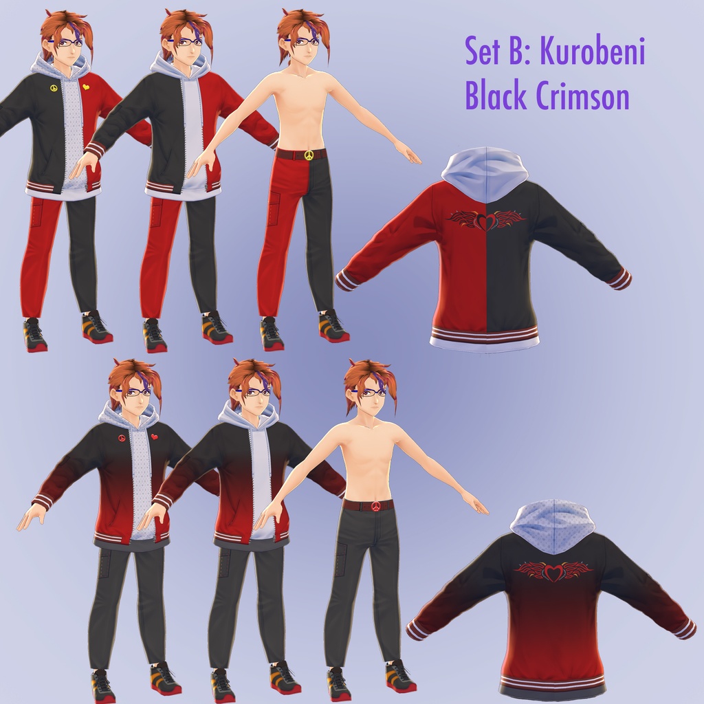 【VRoid用】仗助キャラーコーデ Josuke Character Styling ボンバージャケット Bomber Jacket & Hoodie