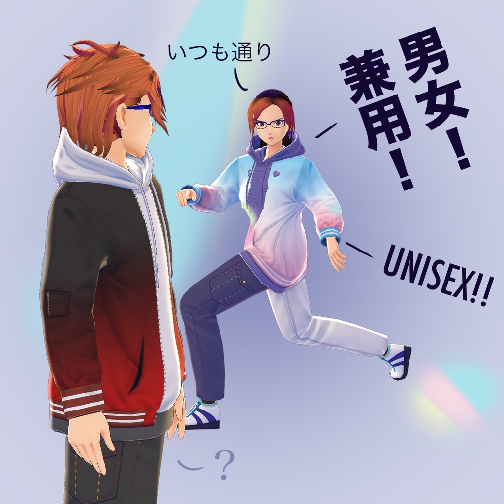 【VRoid用】仗助キャラーコーデ Josuke Character Styling ボンバージャケット Bomber Jacket & Hoodie