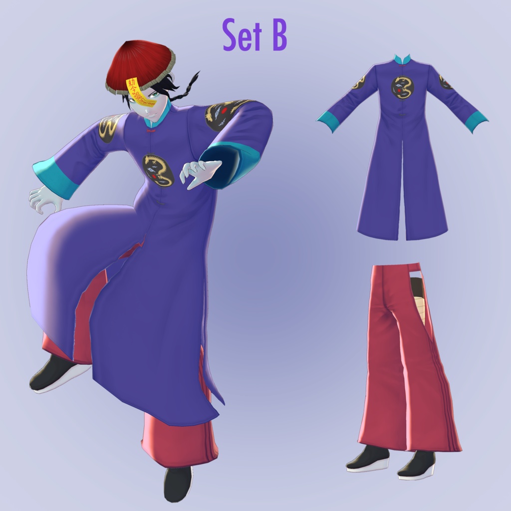 【VRoid用】チャイナ服・キョンシー衣装 Jiangshi Costume (VKet5 CurioCity)