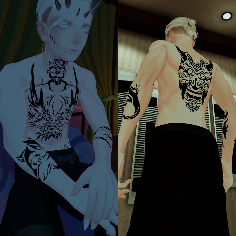 VRC想定トライバルタトゥー6種(汎用&4アバター専用)