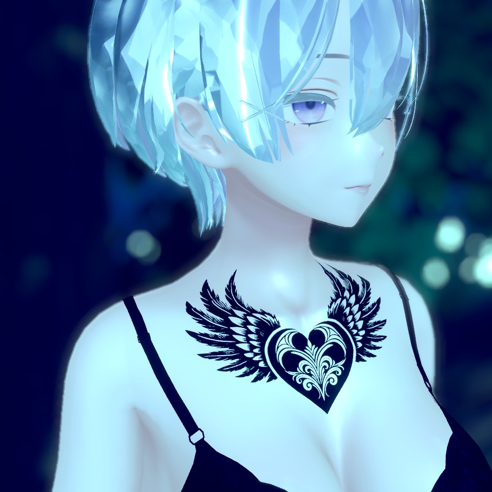 【無料】汎用・VRC想定❤羽ハートのタトゥー(デカール)/Winged Heart Tattoo 24.12.23更新