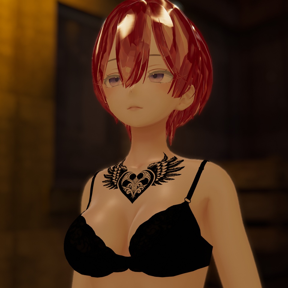 【無料】汎用・VRC想定❤羽ハートのタトゥー(デカール)/Winged Heart Tattoo 24.12.23更新