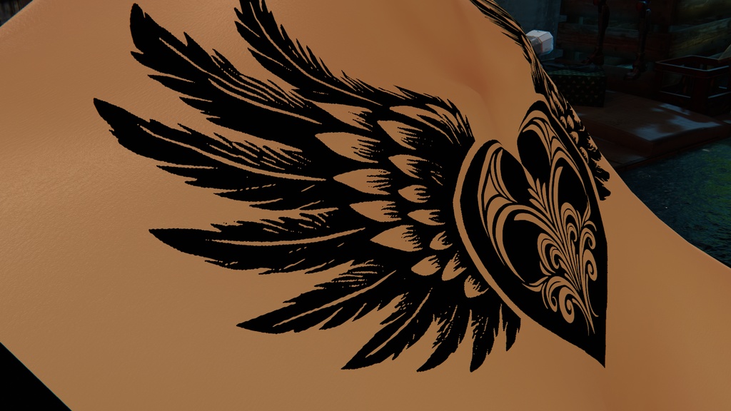 【無料】汎用・VRC想定❤羽ハートのタトゥー(デカール)/Winged Heart Tattoo 24.12.23更新