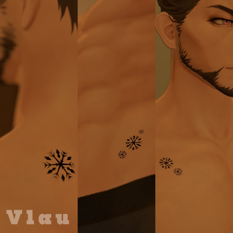 汎用・VRC想定❄光る雪のデカール(タトゥー)/Snowflake Decal