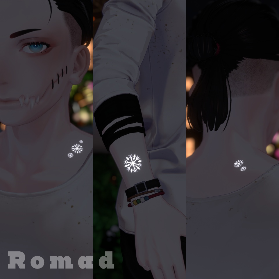 汎用・VRC想定❄光る雪のデカール(タトゥー)/Snowflake Decal