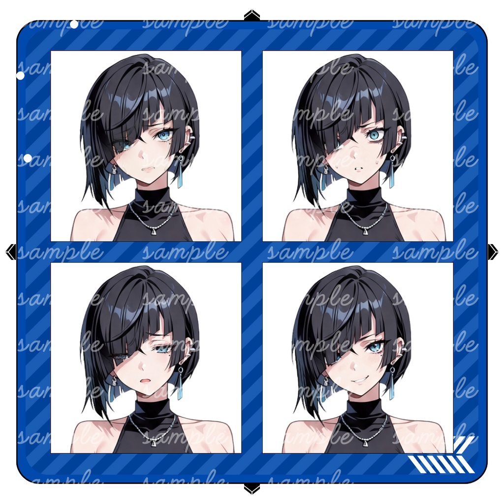 立ち絵素材_No.2_フリー素材_Y2Kファッション_全身_女性_黒髪