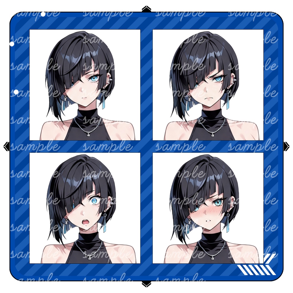 立ち絵素材_No.2_フリー素材_Y2Kファッション_全身_女性_黒髪