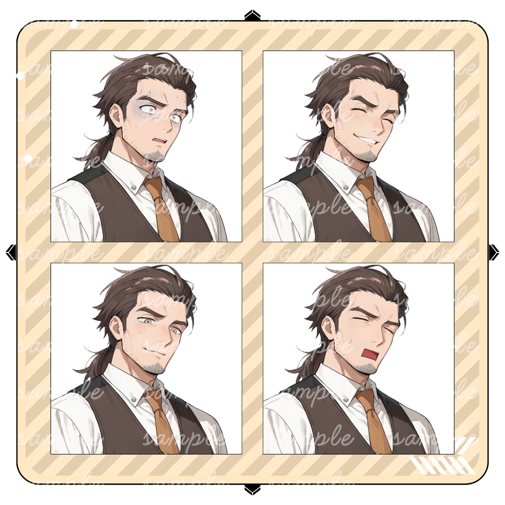 立ち絵素材_No.5_フリー素材_全身_男性_茶髪_ダンディ_マスター