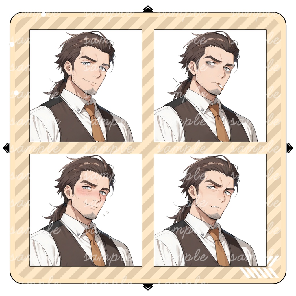 立ち絵素材_No.5_フリー素材_全身_男性_茶髪_ダンディ_マスター