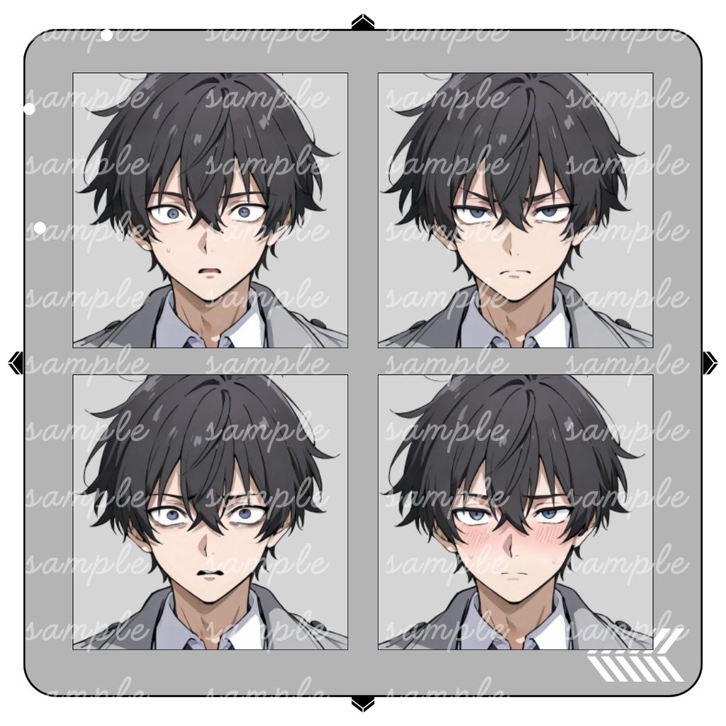 【TRPG立ち絵】若手刑事(目つき鋭め)|男性|全身立ち絵|表情差分12種|現代CoC対応