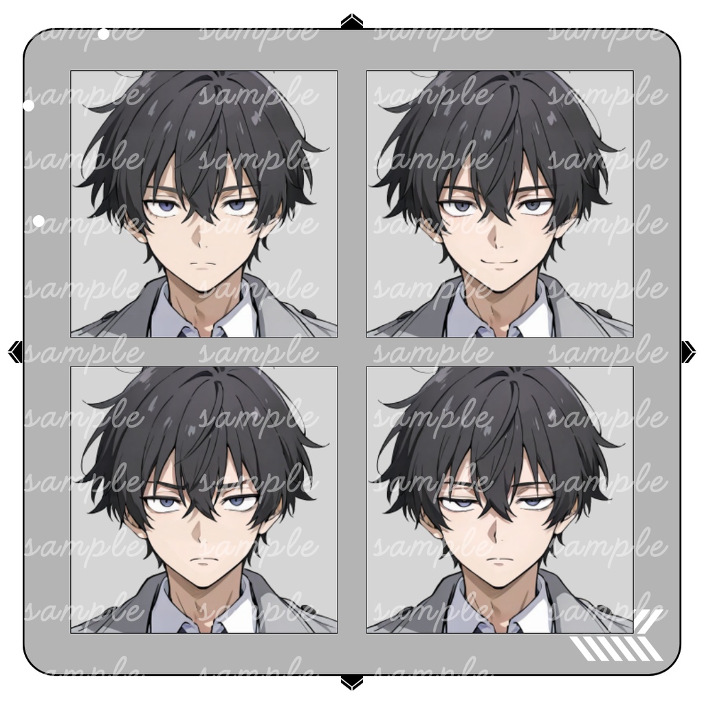 【TRPG立ち絵】若手刑事(目つき鋭め)|男性|全身立ち絵|表情差分12種|現代CoC対応