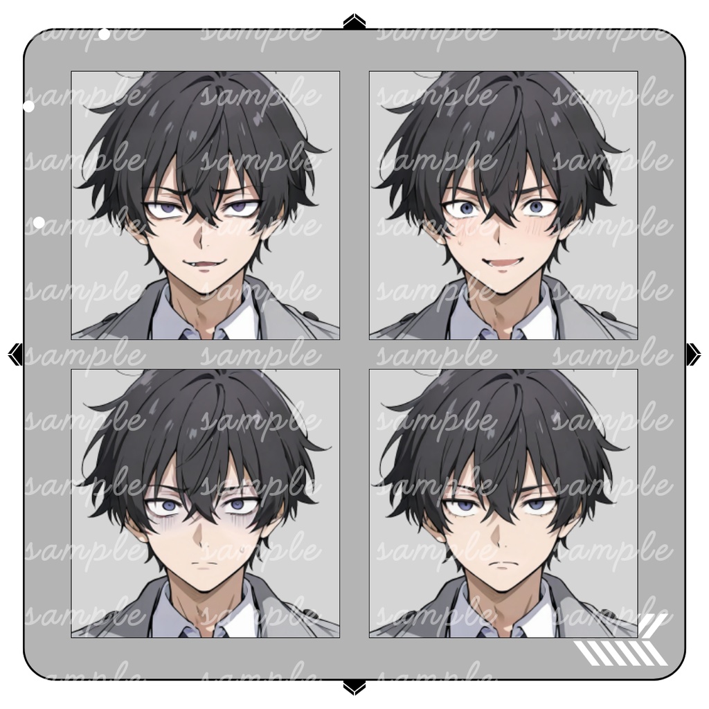 【TRPG立ち絵】若手刑事(目つき鋭め)|男性|全身立ち絵|表情差分12種|現代CoC対応