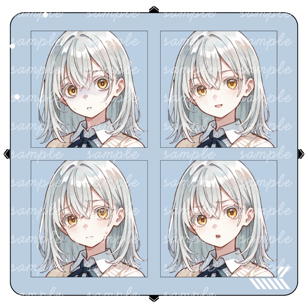 【TRPG立ち絵】白銀女子高生|全身|表情12種|現代CoC