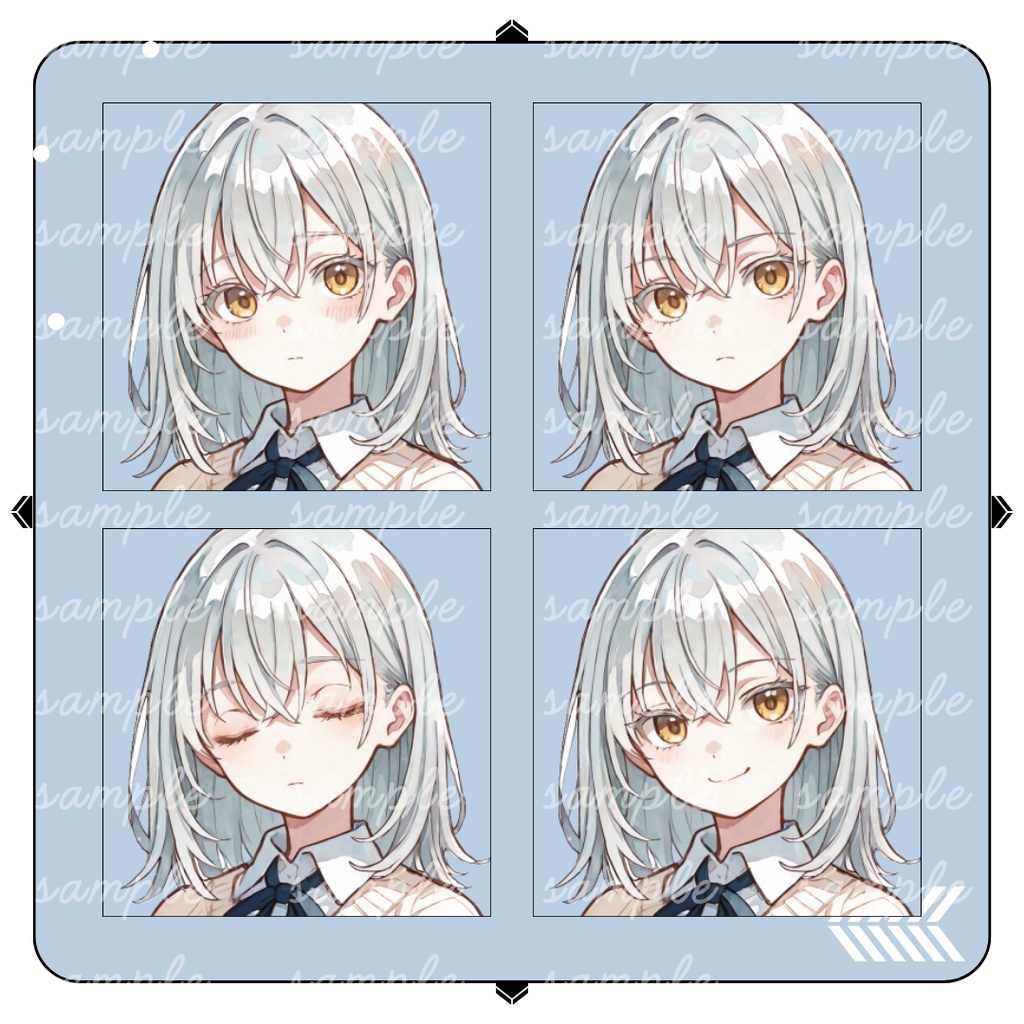 【TRPG立ち絵】白銀女子高生|全身|表情12種|現代CoC