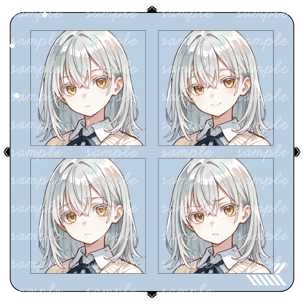 【TRPG立ち絵】白銀女子高生|全身|表情12種|現代CoC