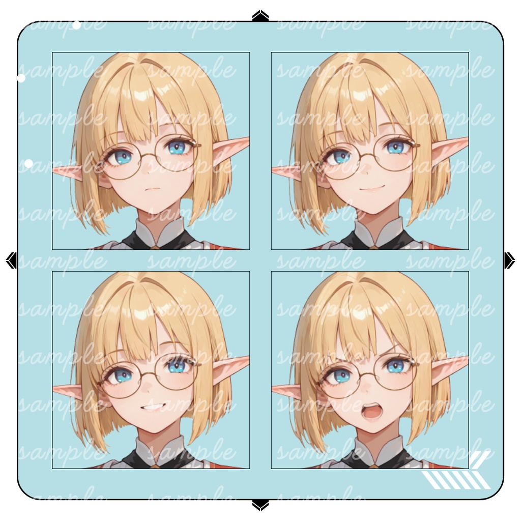 【TRPG立ち絵】冒険者ギルドのエルフ受付嬢|女性|全身|表情差分12種|ファンタジー対応