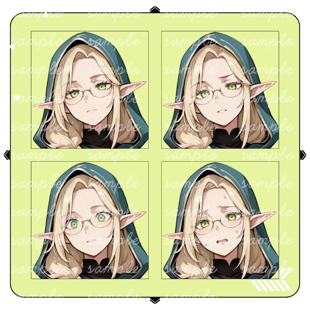 【TRPG立ち絵】魔導学者のエルフ女性|全身|表情差分12種|ファンタジーTRPG対応