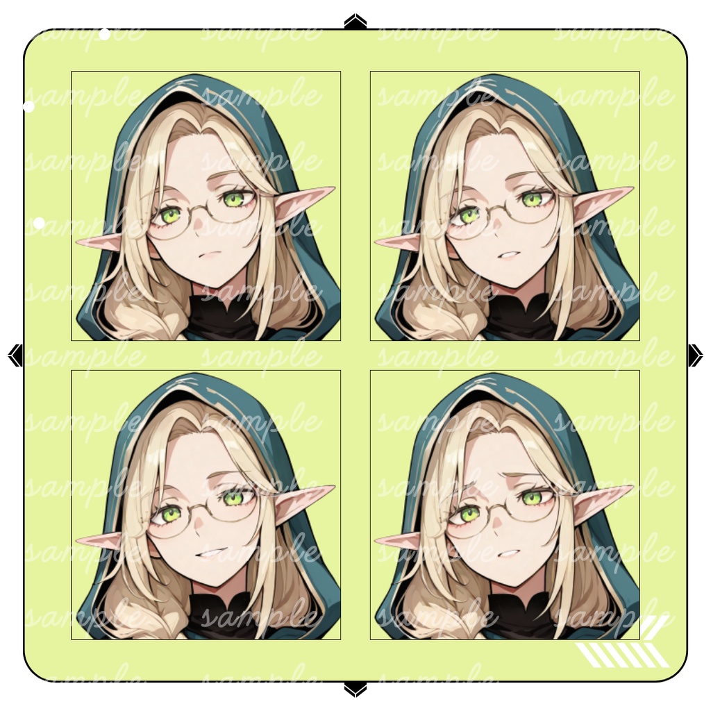 【TRPG立ち絵】魔導学者のエルフ女性|全身|表情差分12種|ファンタジーTRPG対応