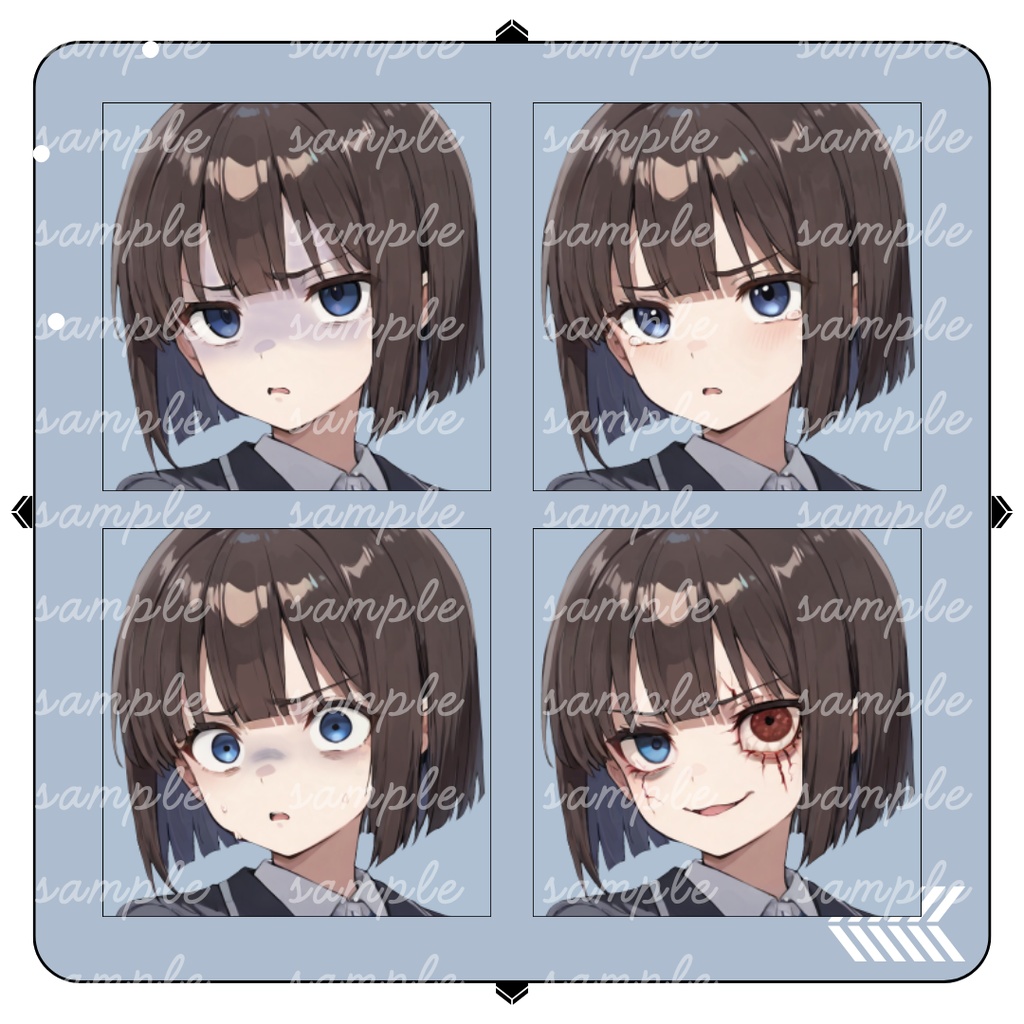 【TRPG立ち絵】風紀委員の女子高生|女性|全身|表情12種|現代TRPG対応