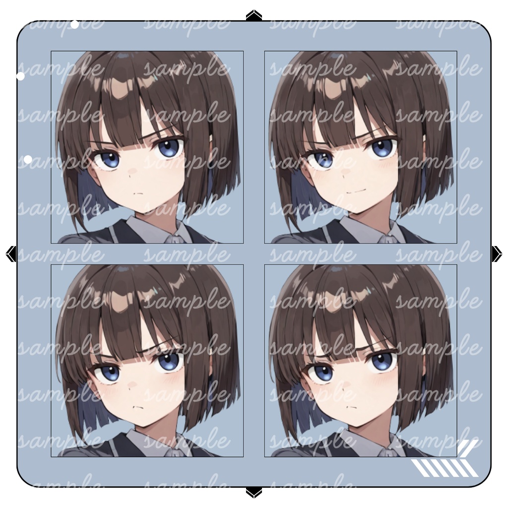 【TRPG立ち絵】風紀委員の女子高生|女性|全身|表情12種|現代TRPG対応