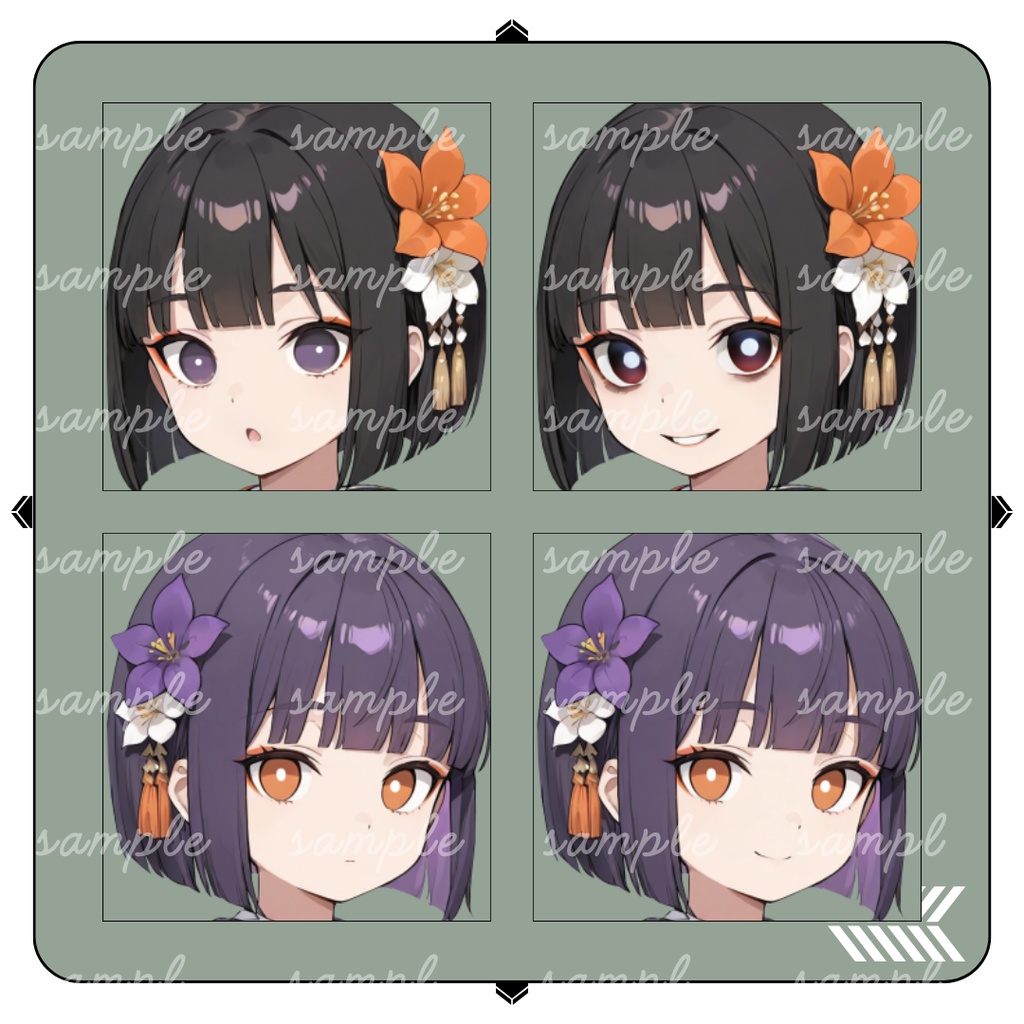 【TRPG立ち絵】怪異めいた和装の双子|女性|全身|表情12種|現代CoC対応