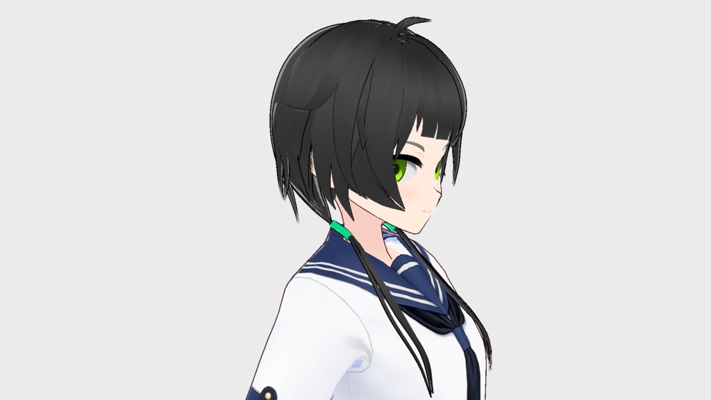 VRoid用 ぱっつん斜め前髪二つ結び