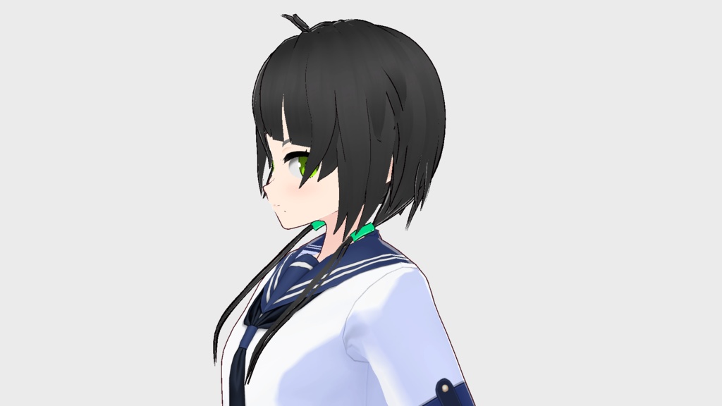 VRoid用 ぱっつん斜め前髪二つ結び