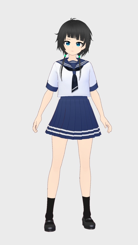 VRoid用 ぱっつん斜め前髪二つ結び