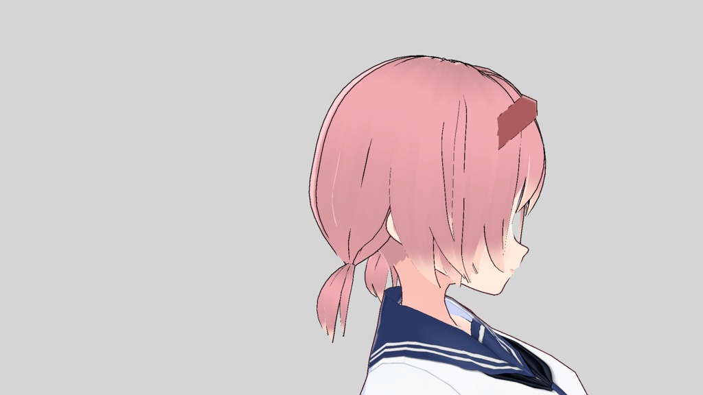 VRoid用 片上げ前髪おさげ短め+カチューシャ