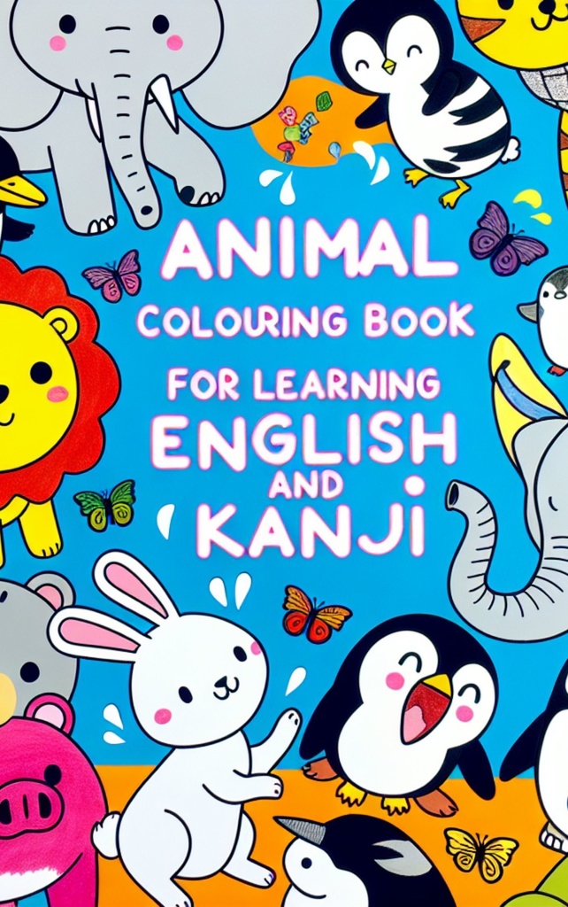 Animal Coloring book where you can learn English and kanji