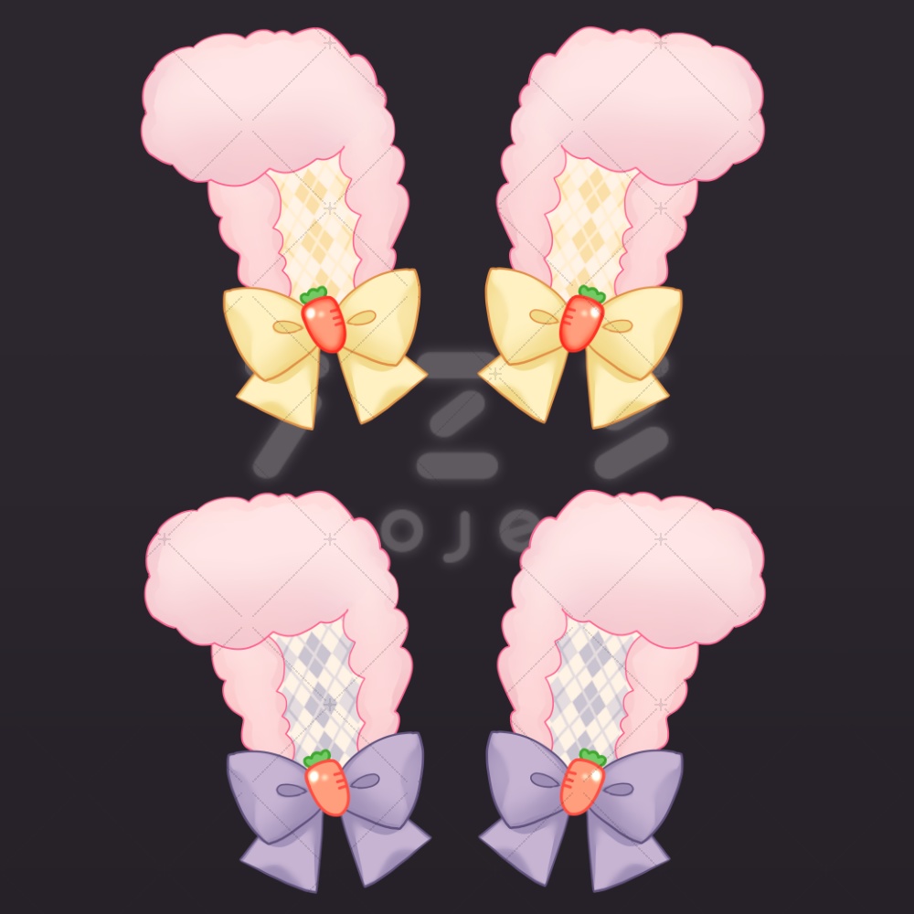 【Vtuber素材】もこもこうさ耳(イラスト/Live2D)※無料版有