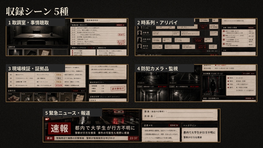 〖置くだけ〗現代事件の捜査シーン集|ココフォリア・TRPG素材