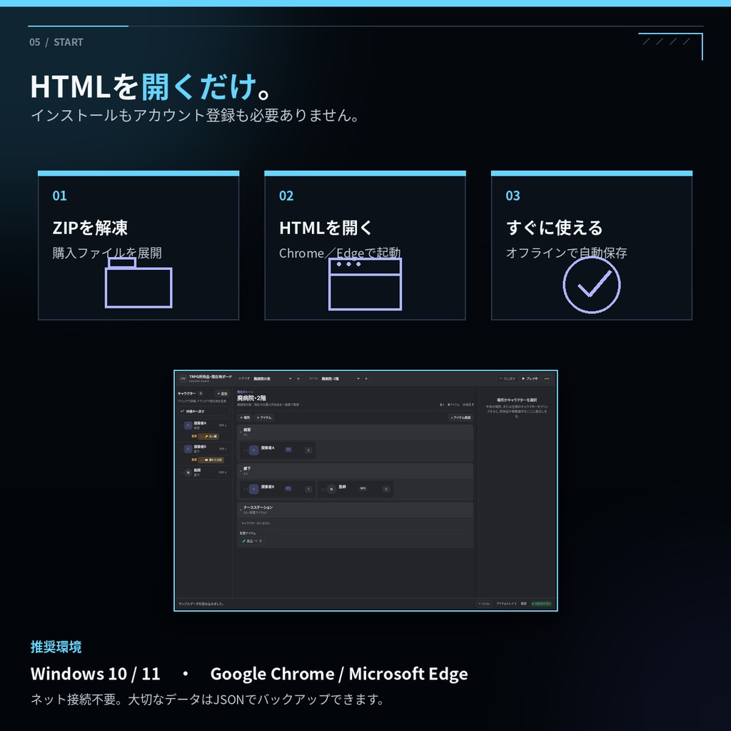 【ドラッグで管理】TRPGキーパー用 所持品・現在地ボード|インストール不要