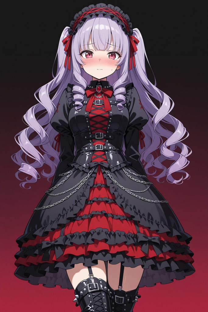 AIイラスト素材|ゴスロリアニメ少女 衣装8種×キャラ10人 差分100枚セット【商用利用可】