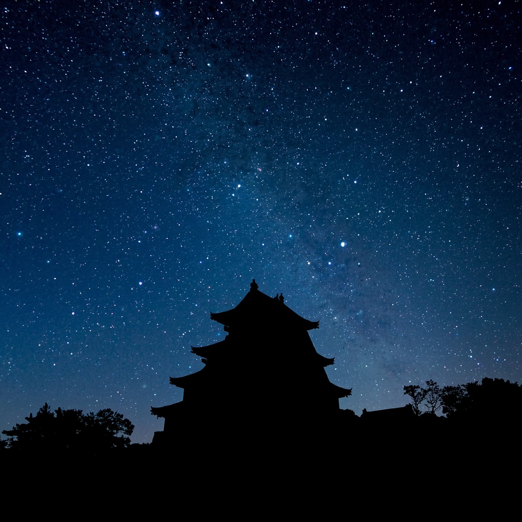 星空と日本の城