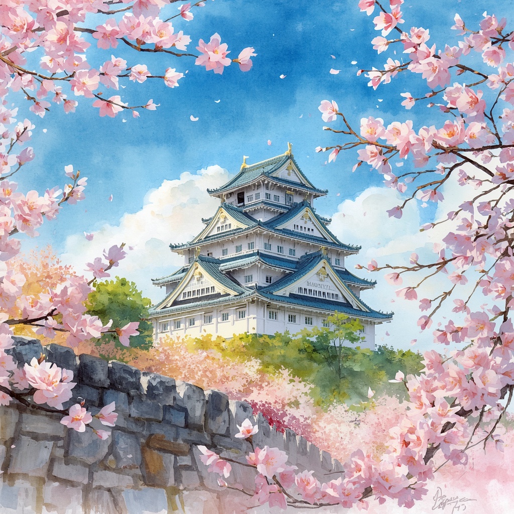 桜と日本の城