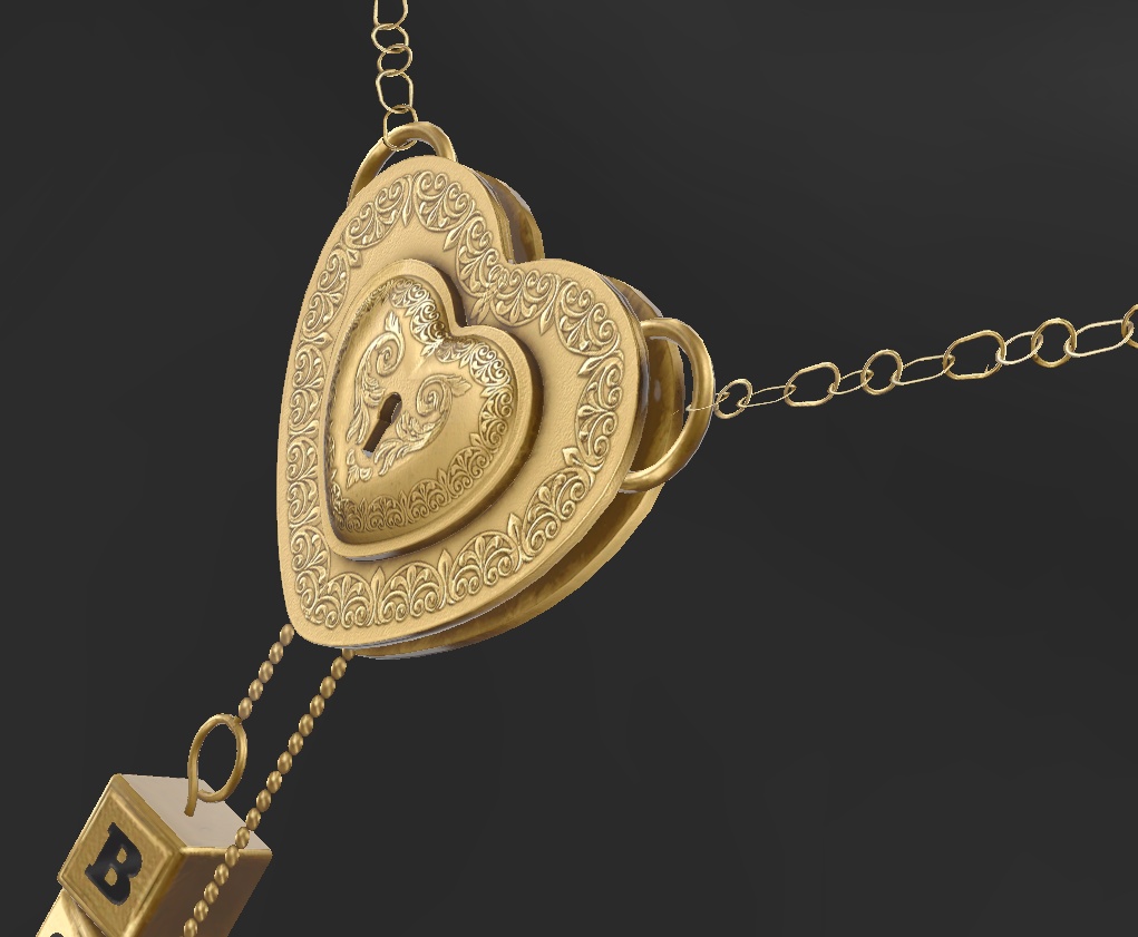 鍵付きハート型ロック - ネックレス Sale 100 ¥【VRChat】