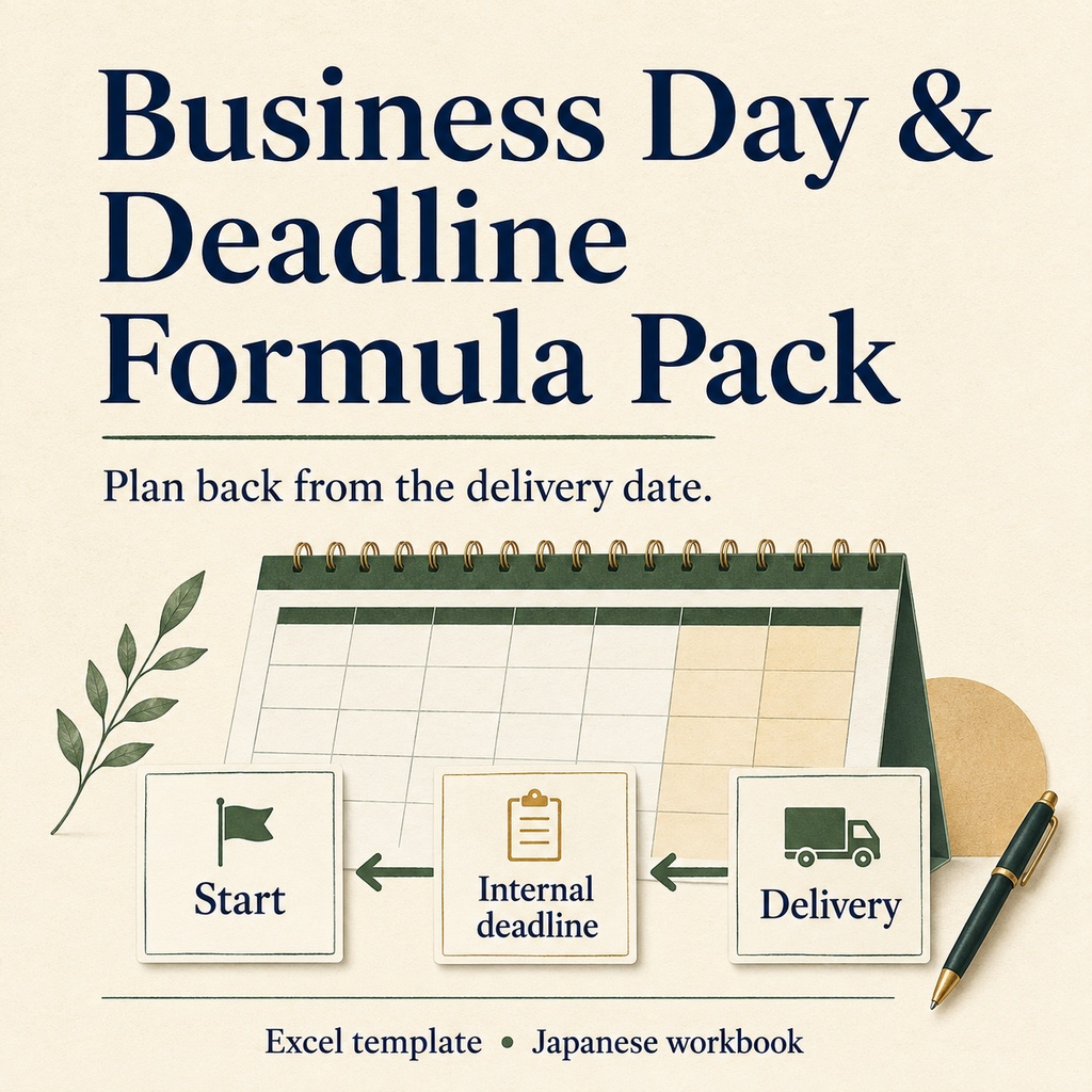 営業日・締切 逆算関数パック | Business Day & Deadline Formula Pack