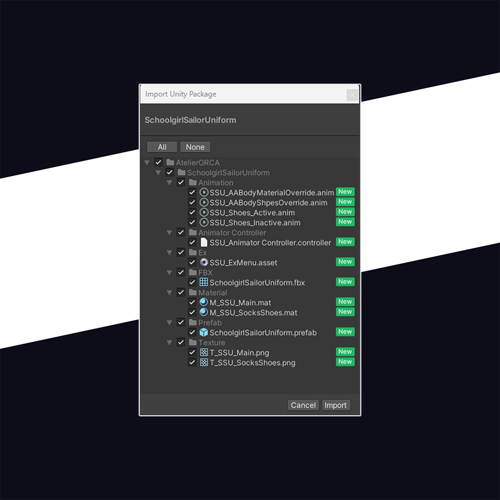 オリジナル衣装:セーラー服AAbody専用【Unity2022】