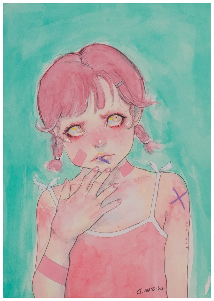 Sweet Chili pink (2024)／A4 210mm×297mm／水彩画 "Watercolor Painting" 額縁有
