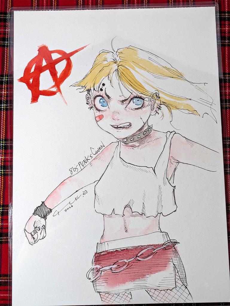 原画イラスト 80s PUNK Style Spider Gwen / A4 297mm×210mm