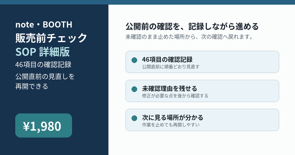 note・BOOTH販売前チェックSOP 詳細版