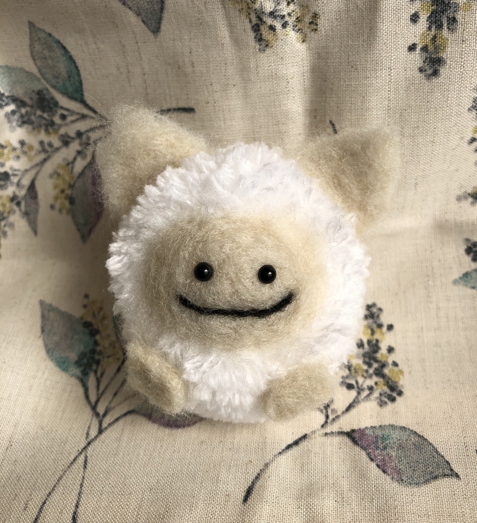 ぽんぽん&羊毛フェルト ぽんだるま しろモフ