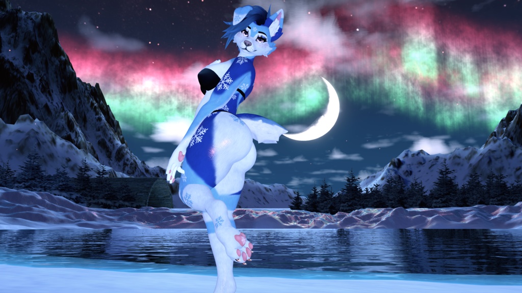 Blue Winter Husky Texture ~ FoxiPaw Juniper (VRChat Female Furry) ~ 青い冬のハスキー テクスチャ ~ FoxiPaw ジュニパー (VRChat 女性の毛皮)