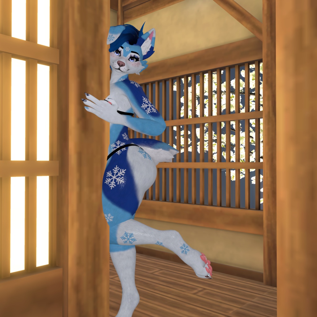 Blue Winter Husky Texture ~ FoxiPaw Juniper (VRChat Female Furry) ~ 青い冬のハスキー テクスチャ ~ FoxiPaw ジュニパー (VRChat 女性の毛皮)