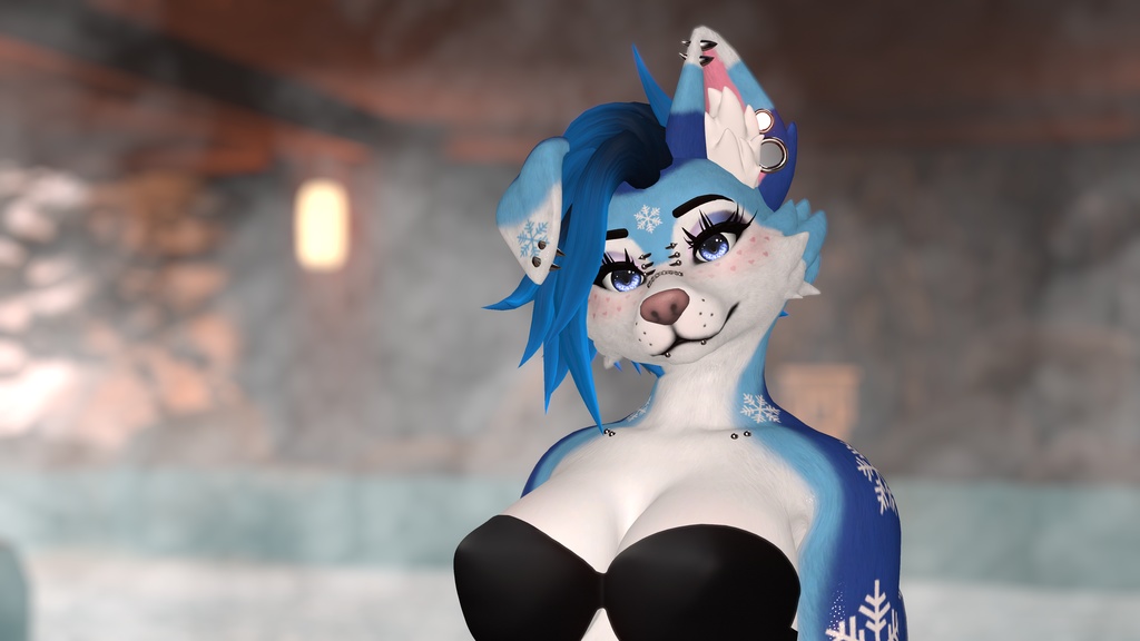 Blue Winter Husky Texture ~ FoxiPaw Juniper (VRChat Female Furry) ~ 青い冬のハスキー テクスチャ ~ FoxiPaw ジュニパー (VRChat 女性の毛皮)