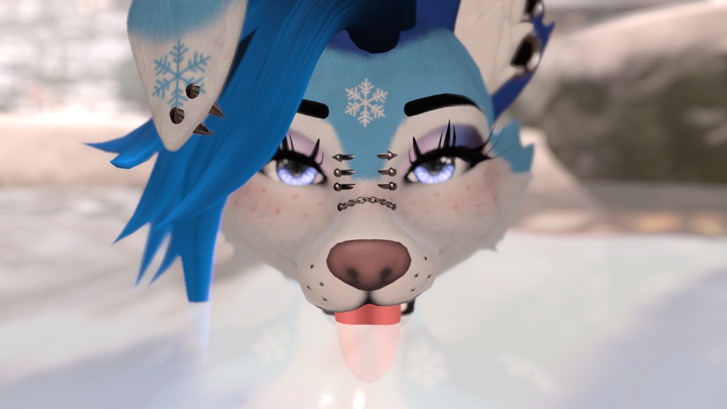 Blue Winter Husky Texture ~ FoxiPaw Juniper (VRChat Female Furry) ~ 青い冬のハスキー テクスチャ ~ FoxiPaw ジュニパー (VRChat 女性の毛皮)