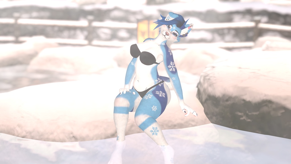Blue Winter Husky Texture ~ FoxiPaw Juniper (VRChat Female Furry) ~ 青い冬のハスキー テクスチャ ~ FoxiPaw ジュニパー (VRChat 女性の毛皮)